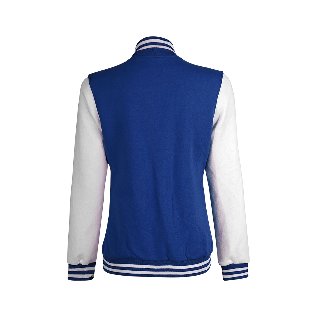 Royal Blue and White Womens Letterman Jacket - Bomber Style