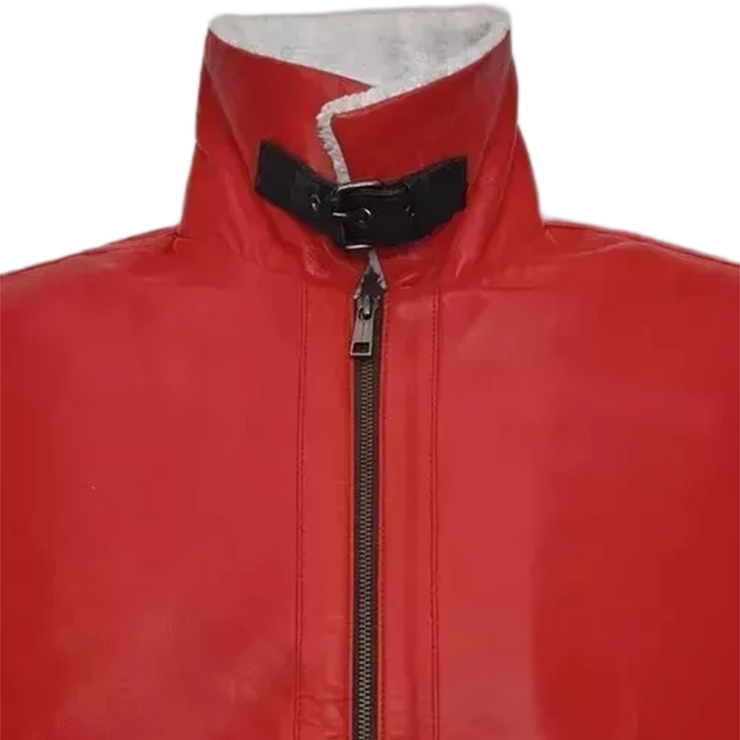 Ryan Reynolds Spirited Christmas Wear Santa Claus Sherpa Lined Leather Jacket