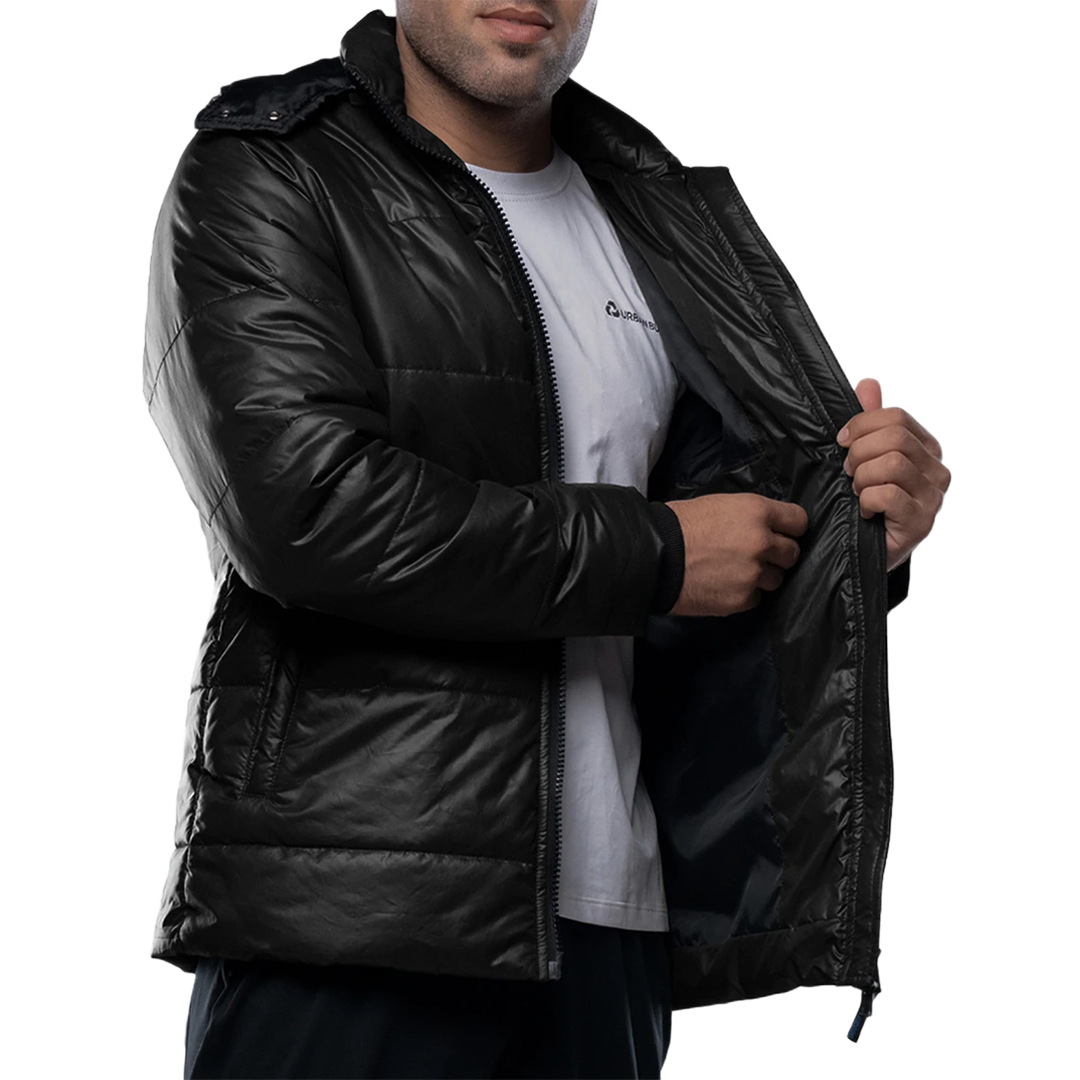 Salvador Men's Black Hooded Puffer Jacket - Winter Outerwear