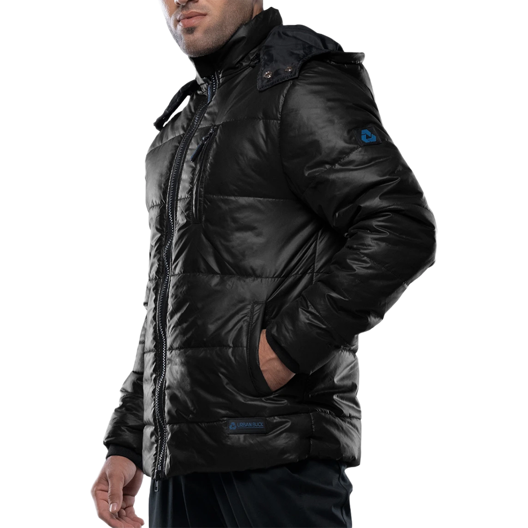 Salvador Men's Black Hooded Puffer Jacket - Winter Outerwear