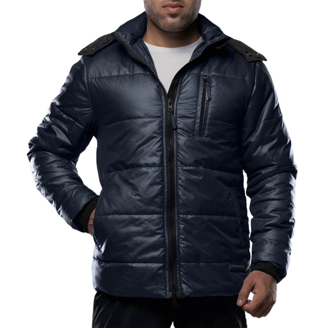 Salvador Men's Blue Puffer Jacket - Removable Scuba Hood