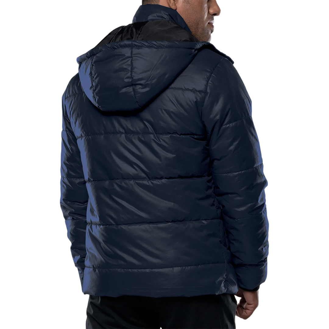 Salvador Men's Blue Puffer Jacket - Removable Scuba Hood