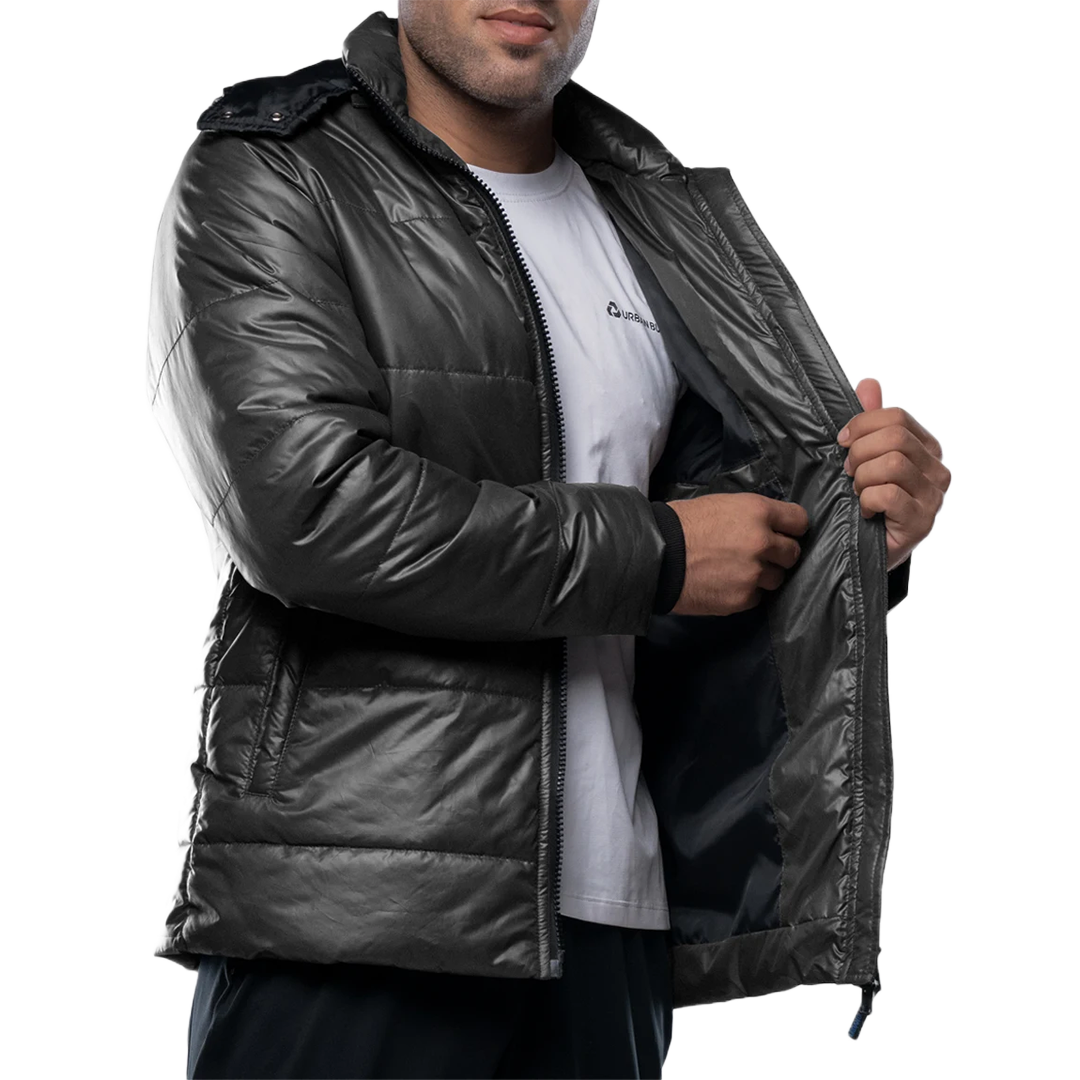 Salvador Men's Dark Gray Hooded Puffer Jacket