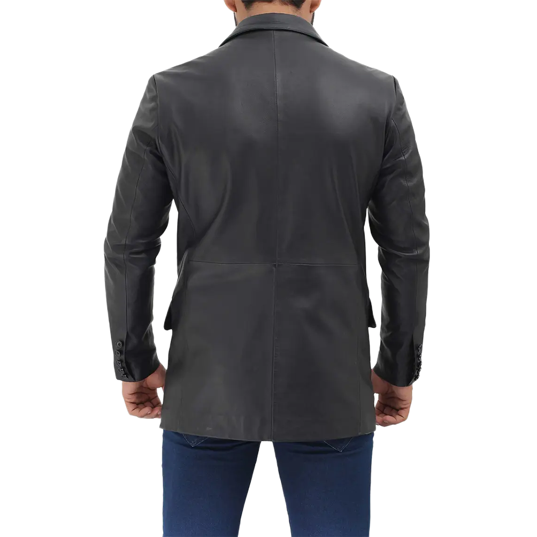 Samuel Black Two Button Men's Leather Blazer