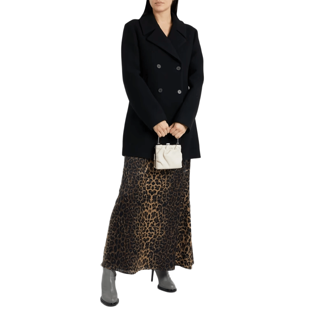 Shalon Double Breasted Women's Black Wool Coat