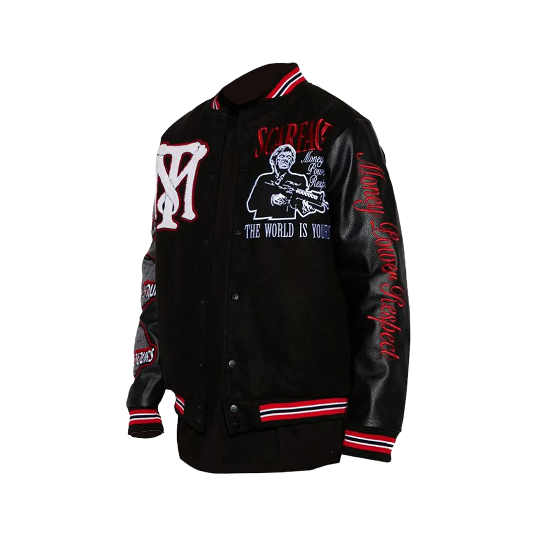 The World is Yours Black Bomber Scarface Varsity Jacket