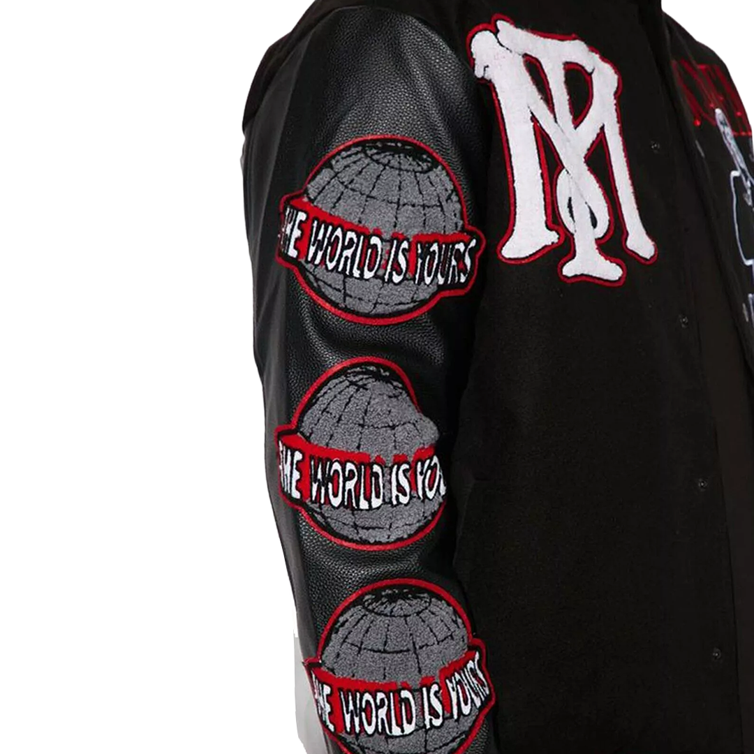 The World is Yours Black Bomber Scarface Varsity Jacket