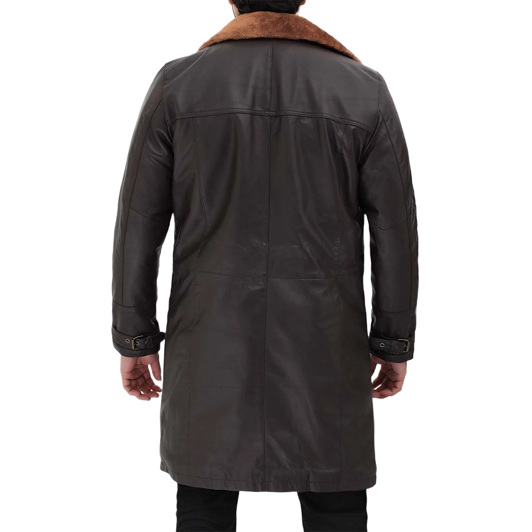 Turlock Men's Dark Brown 3/4 Vintage Shearling Coat