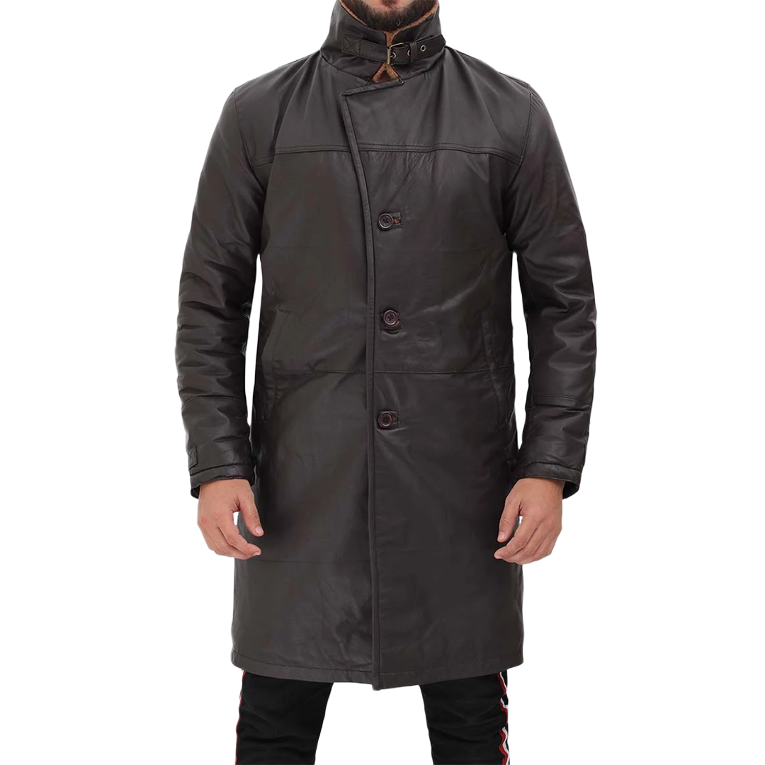 Turlock Men's Dark Brown 3/4 Vintage Shearling Coat