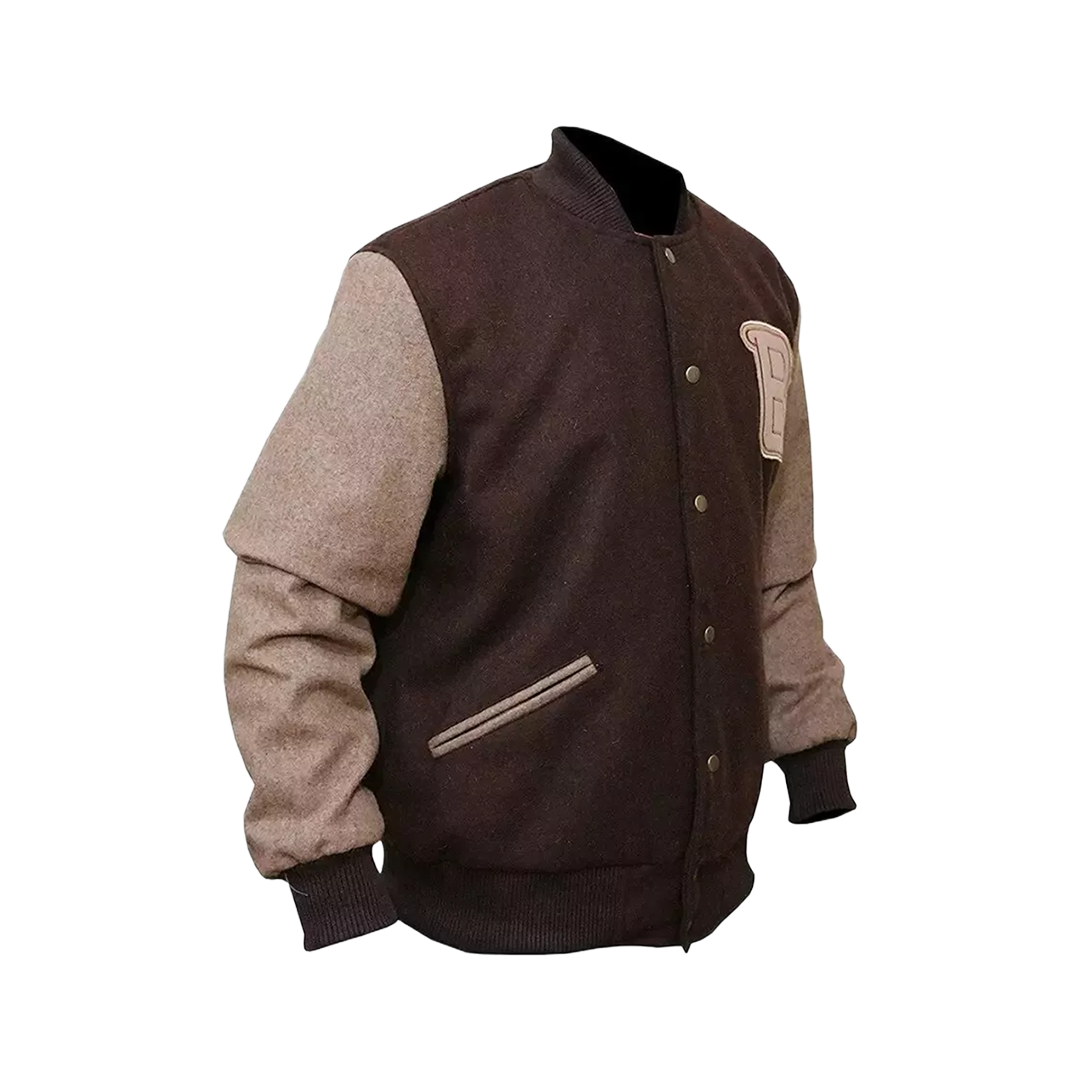 Unisex Appealing Hotline Miami Flight Woolen Bomber Brown Varsity Jacket