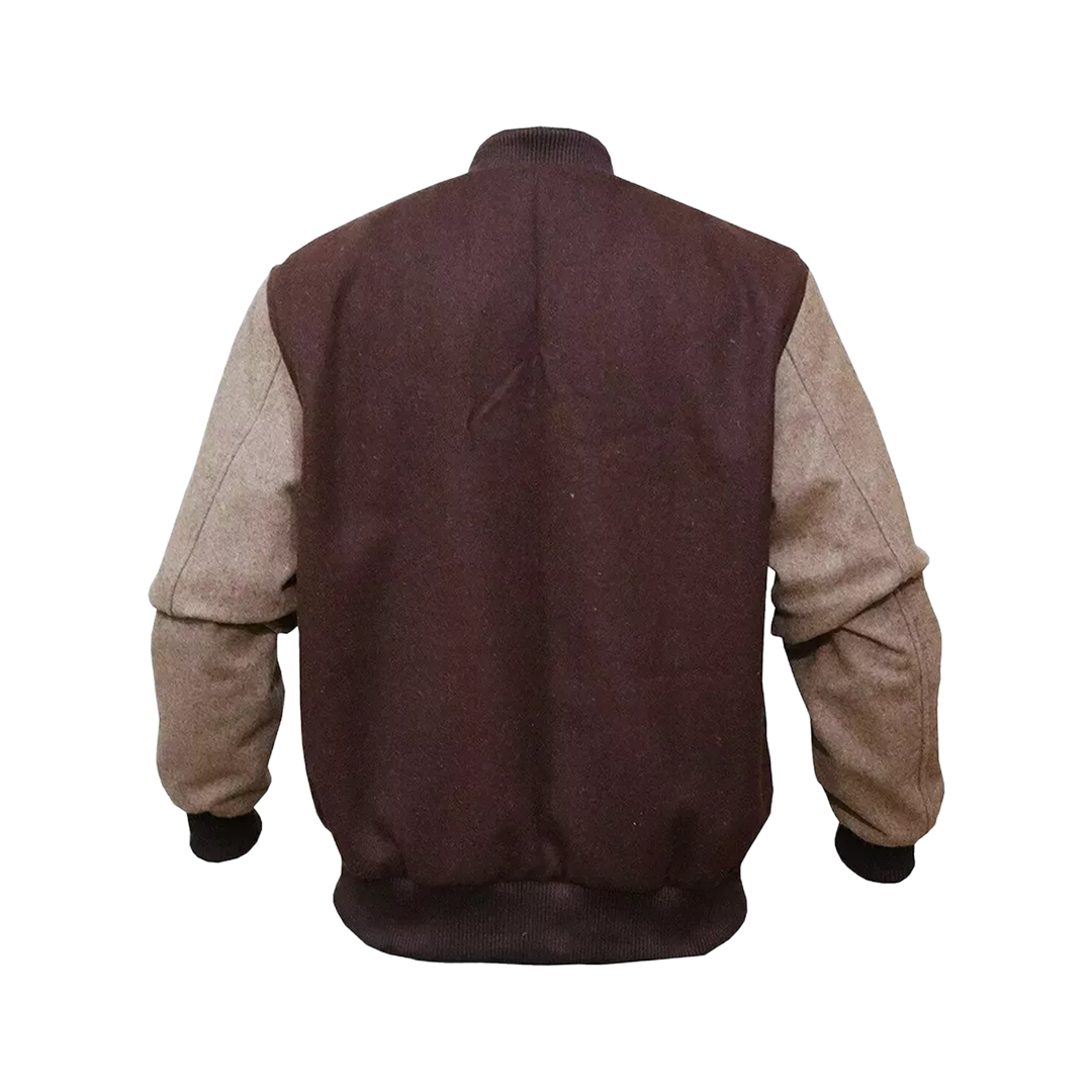 Unisex Appealing Hotline Miami Flight Woolen Bomber Brown Varsity Jacket