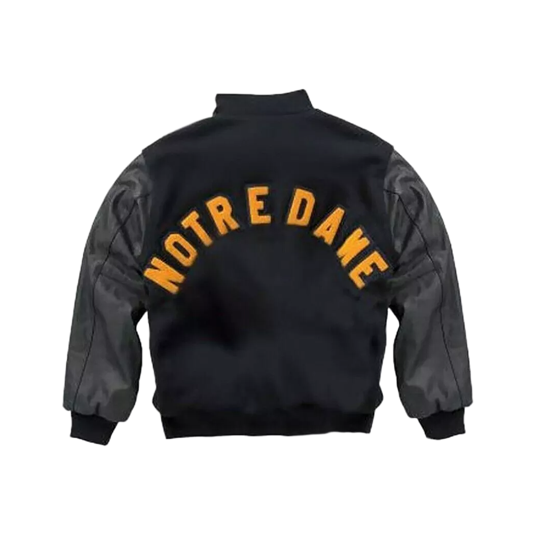 University of Notre Dame's Rudy Irish Varsity Jacket Wool & Leather Sleeve