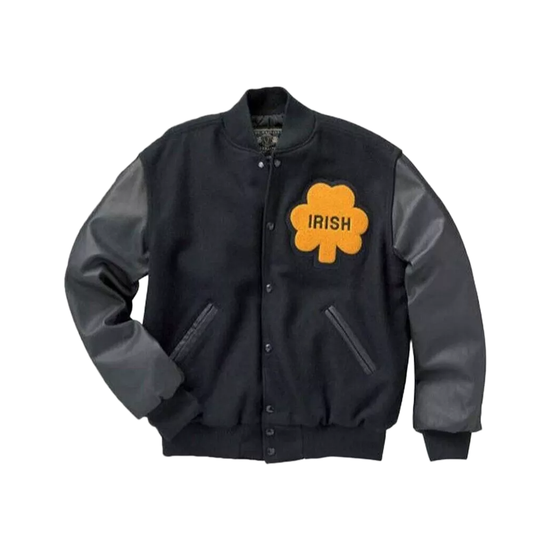 University of Notre Dame's Rudy Irish Varsity Jacket Wool & Leather Sleeve