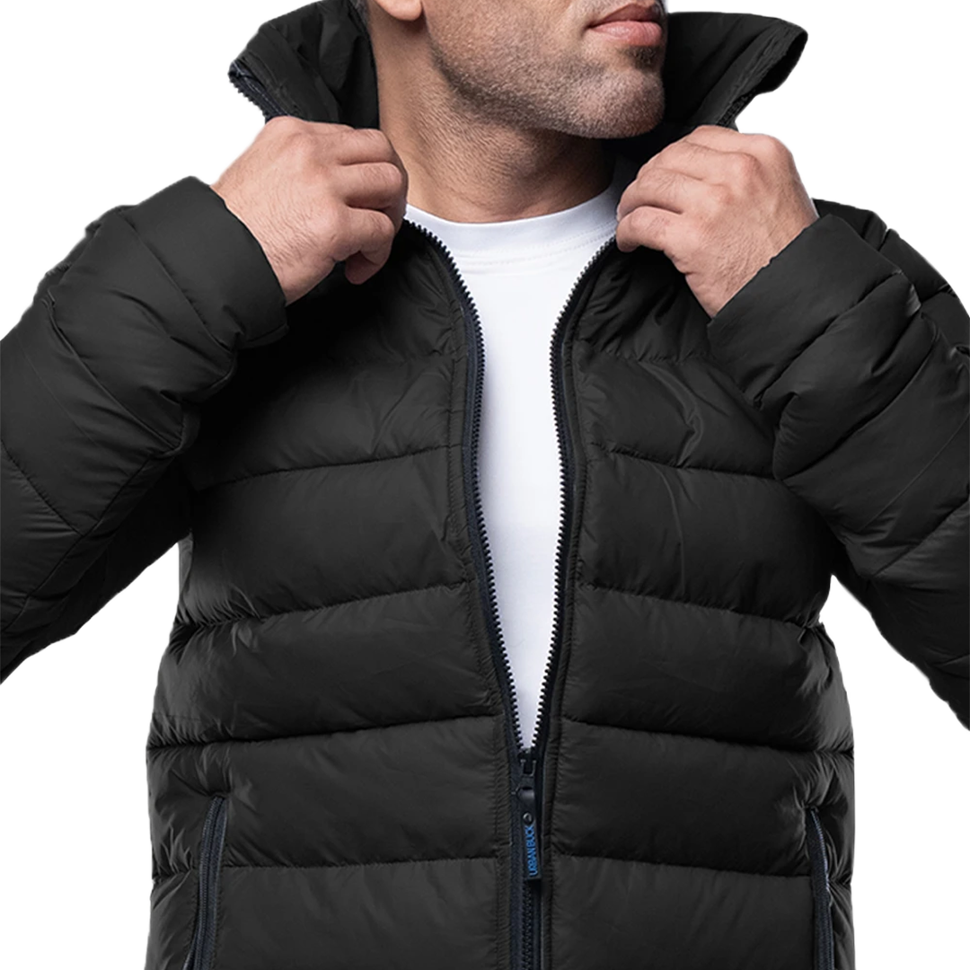 Vicente Mens Premium Black Puffer Jacket - Winter Insulated Coat