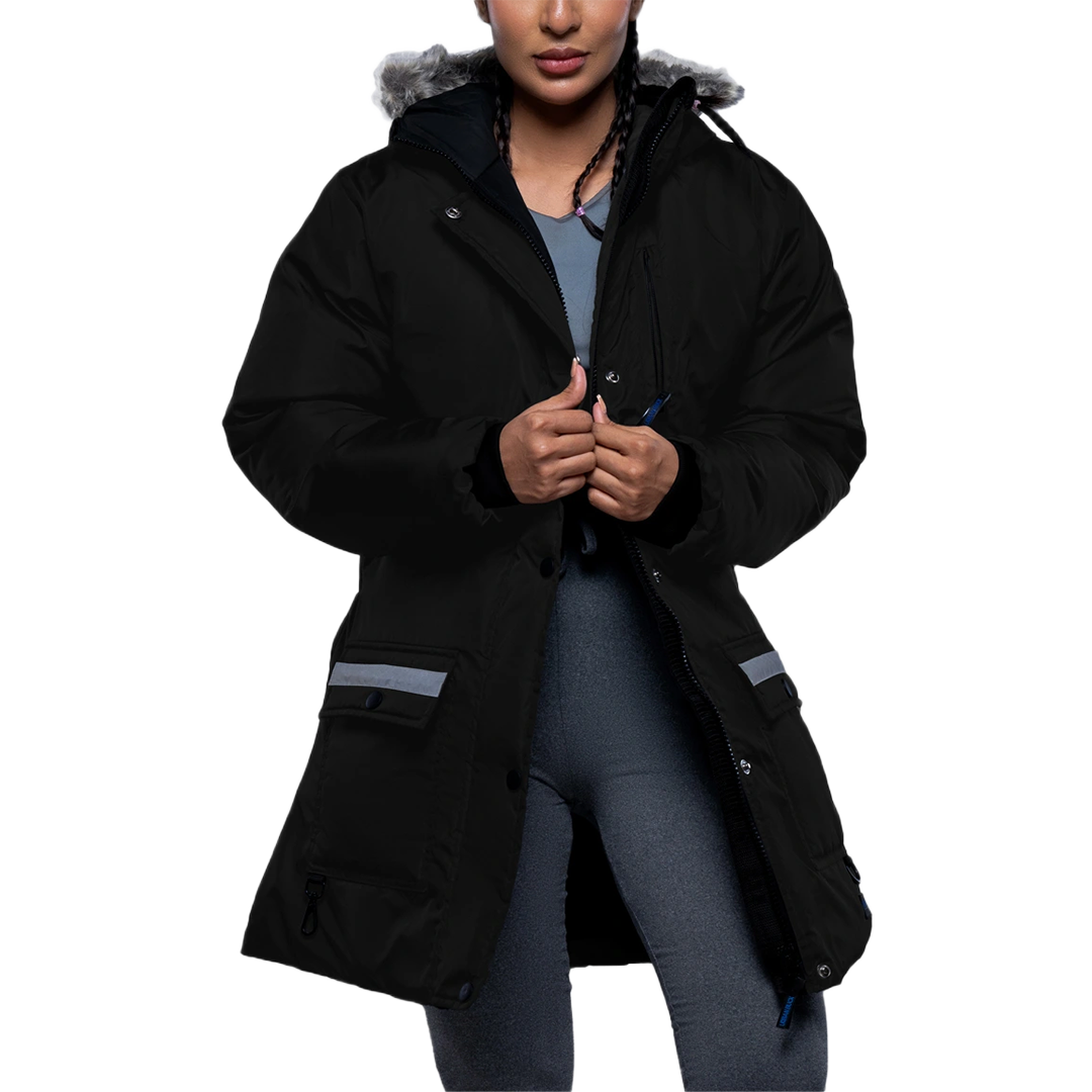 Victoria Womens Black Winter Insulated Puffer Coat