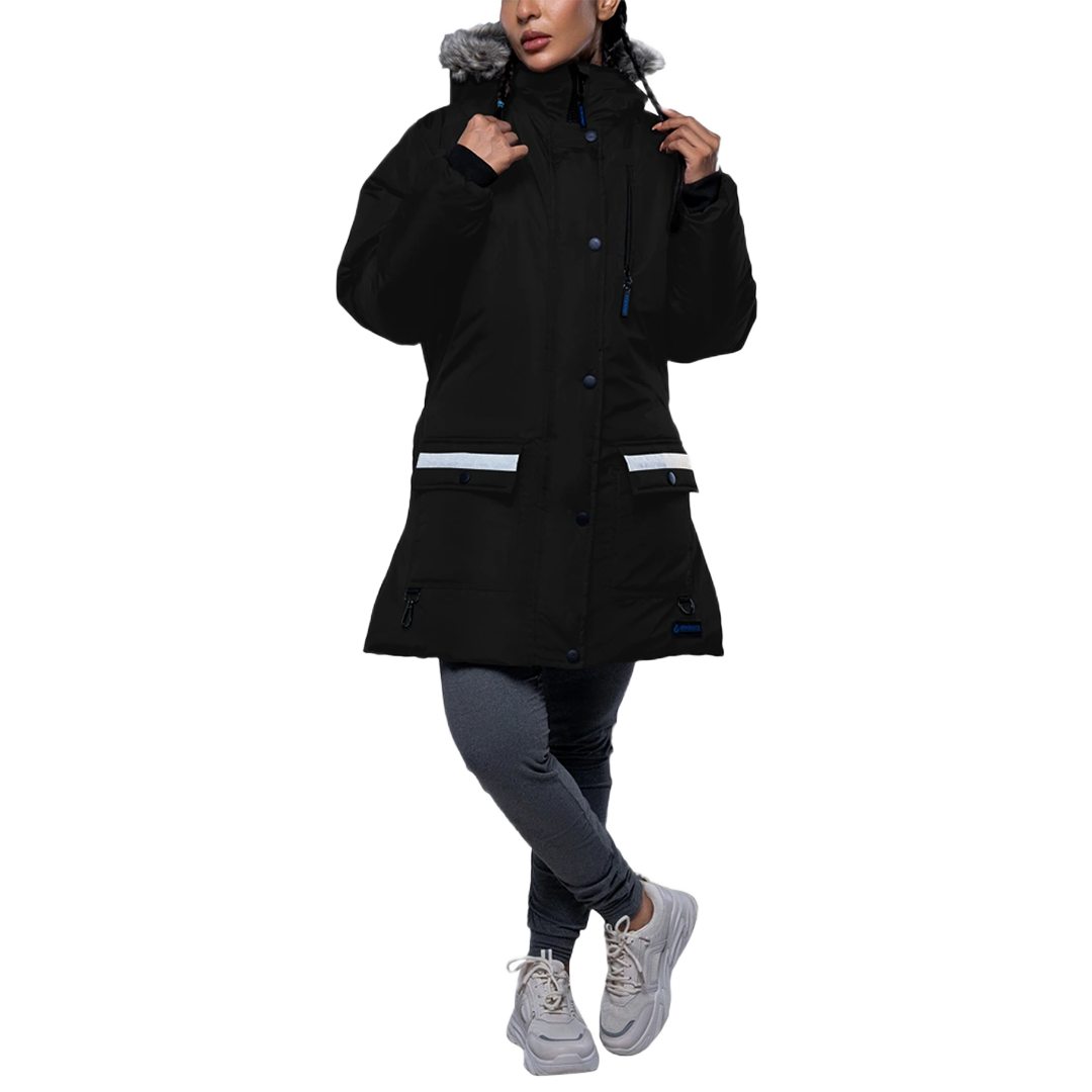 Victoria Womens Black Winter Insulated Puffer Coat