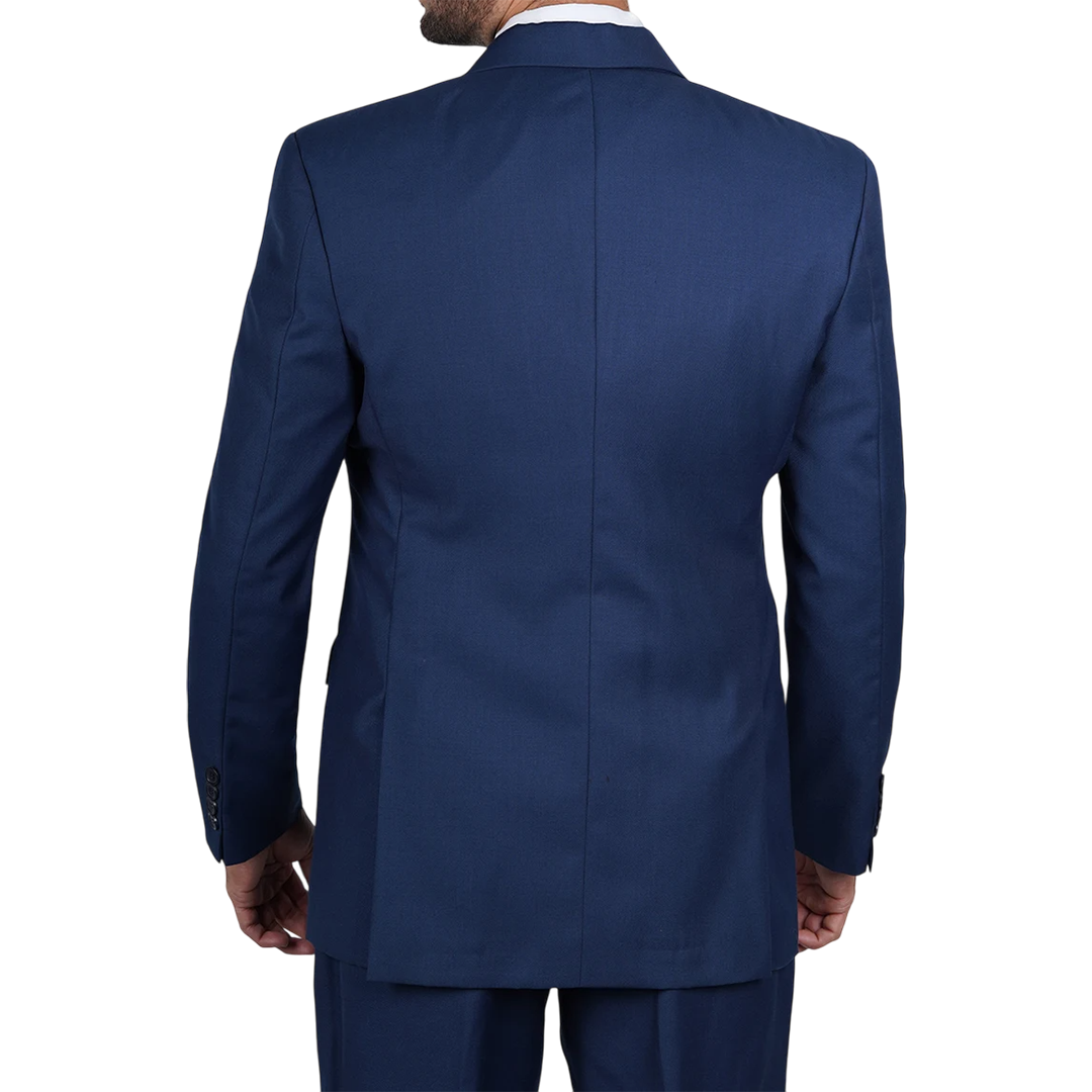 Vollmer Men's Blue Peak Lapel Three Piece Suit