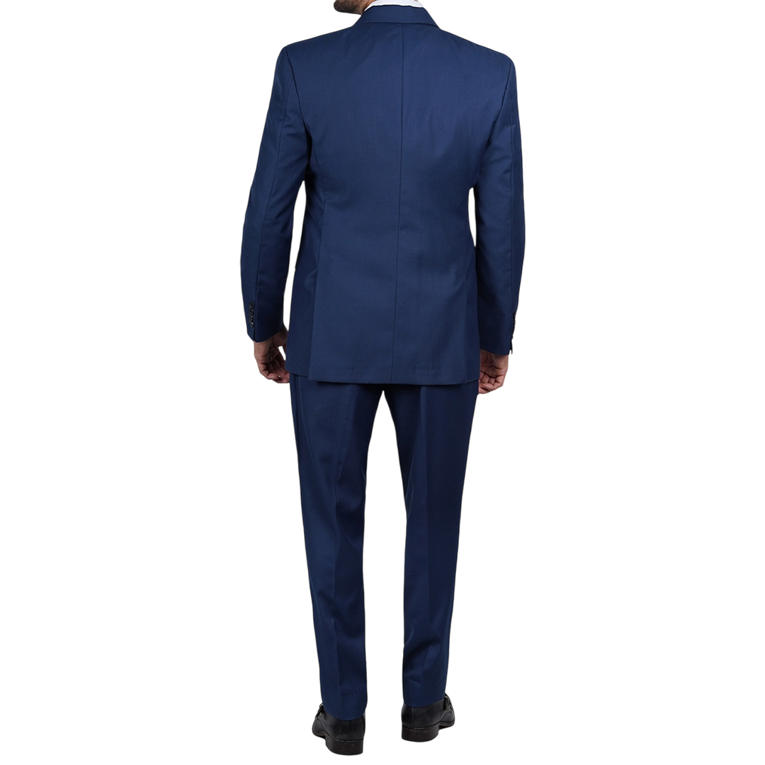 Vollmer Men's Blue Peak Lapel Three Piece Suit