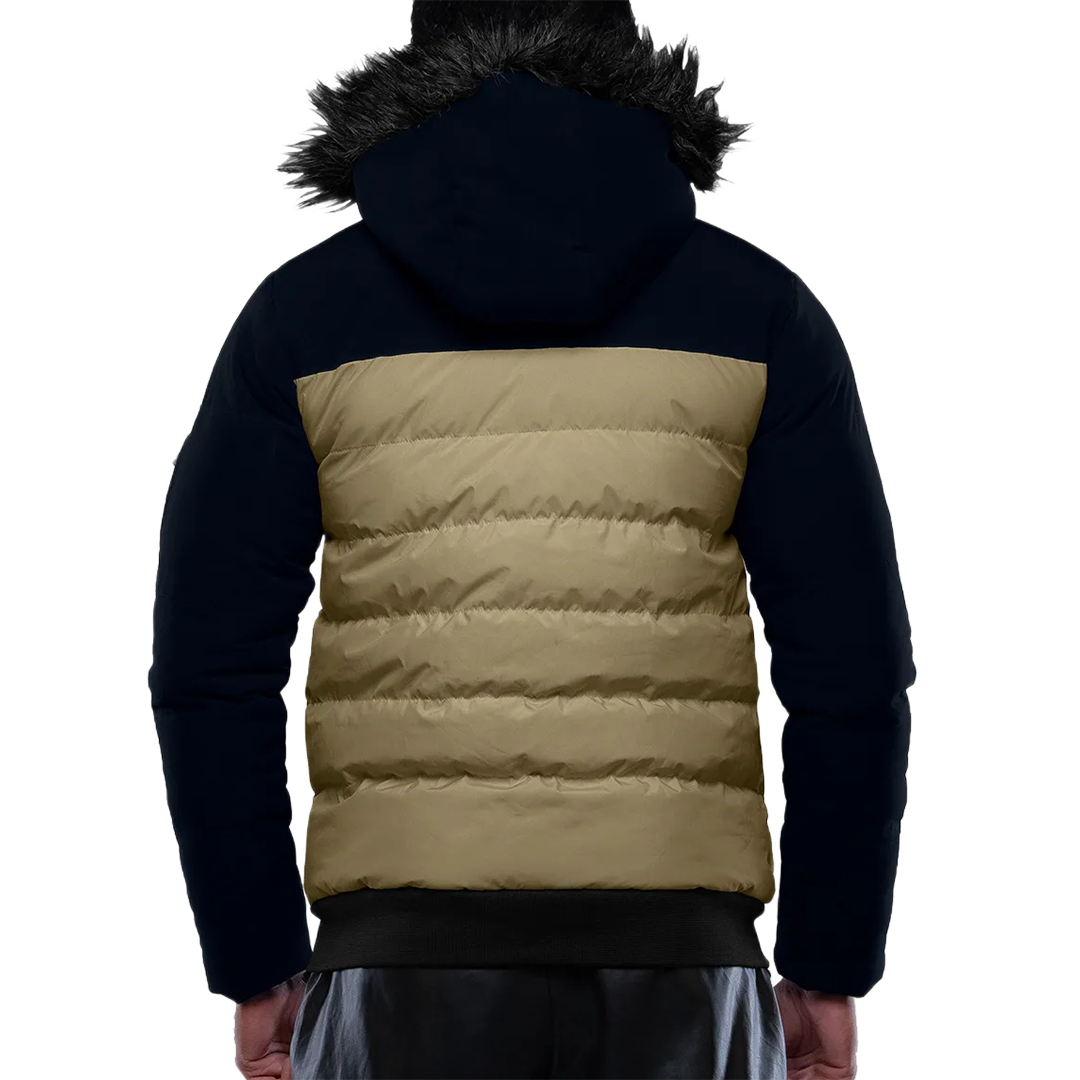 Walter Mens Beige and Blue Duck Down Insulated Jacket
