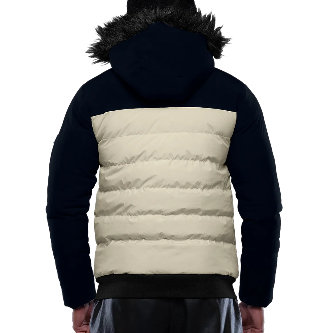 Walter Mens Cream and Blue Duck Down Insulated Jacket