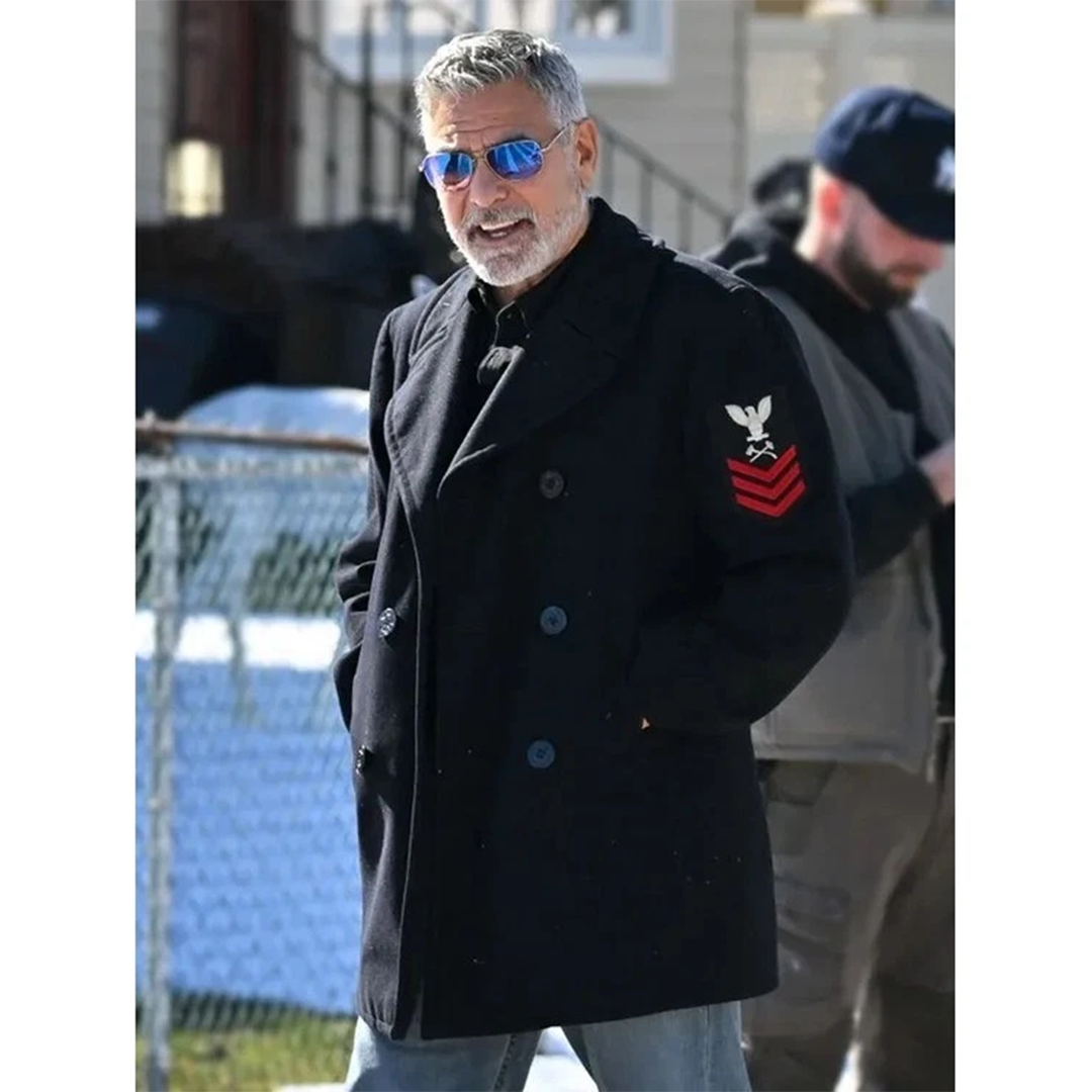 Wolves George Clooney Black Peacoat