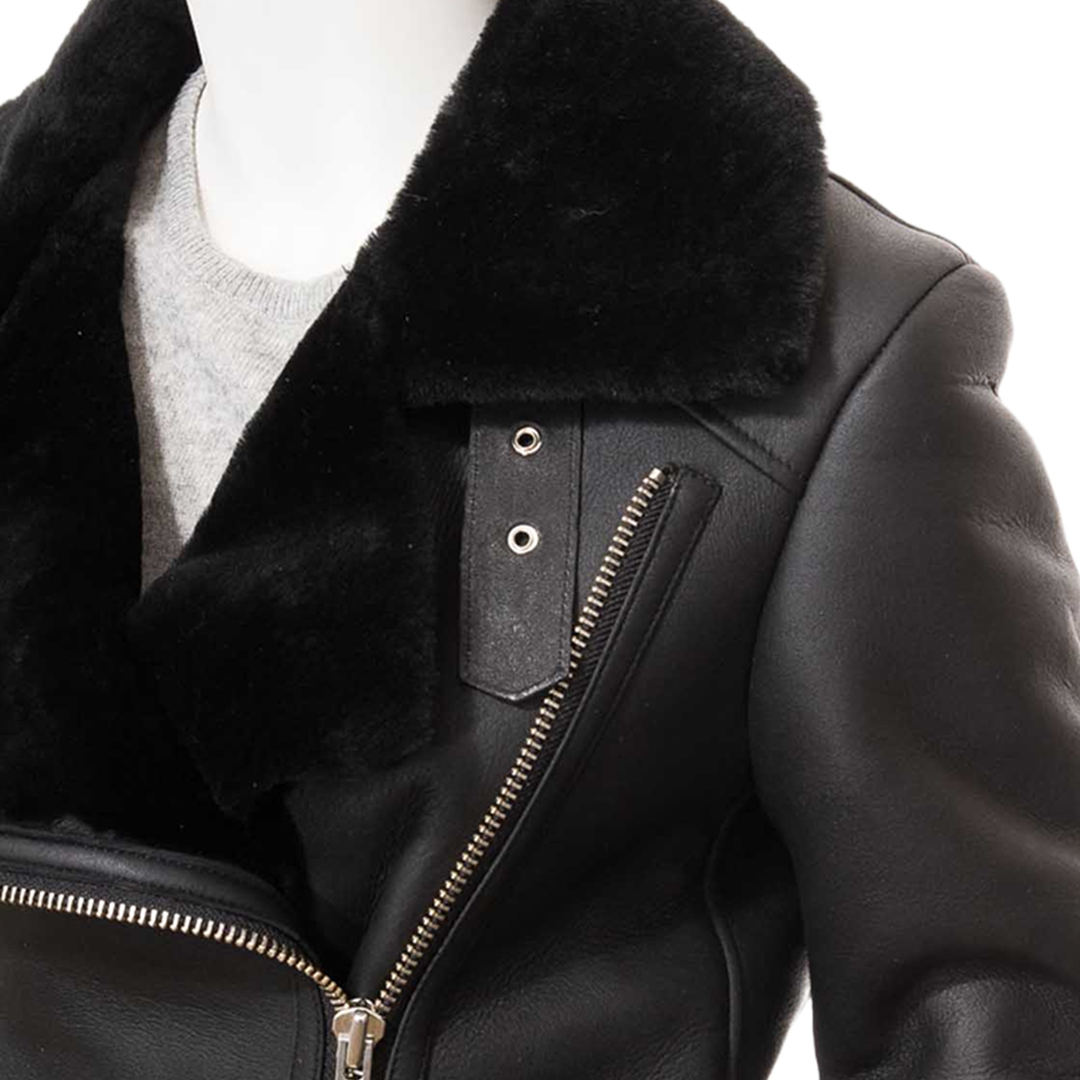 Women’s Black Shearling Biker Jacket