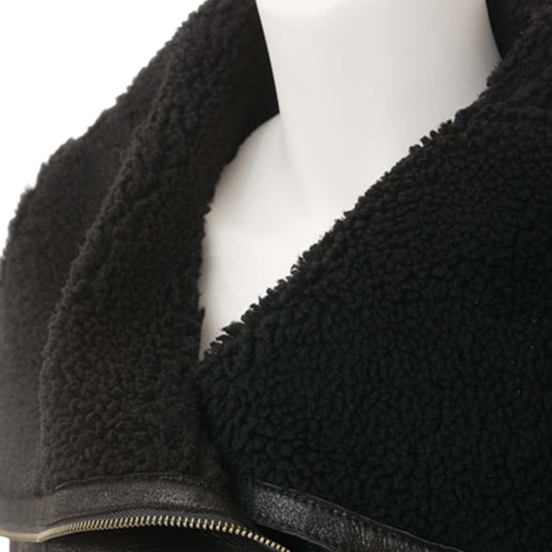 Women’s Bomber Sheepskin Leather Jacket In Black