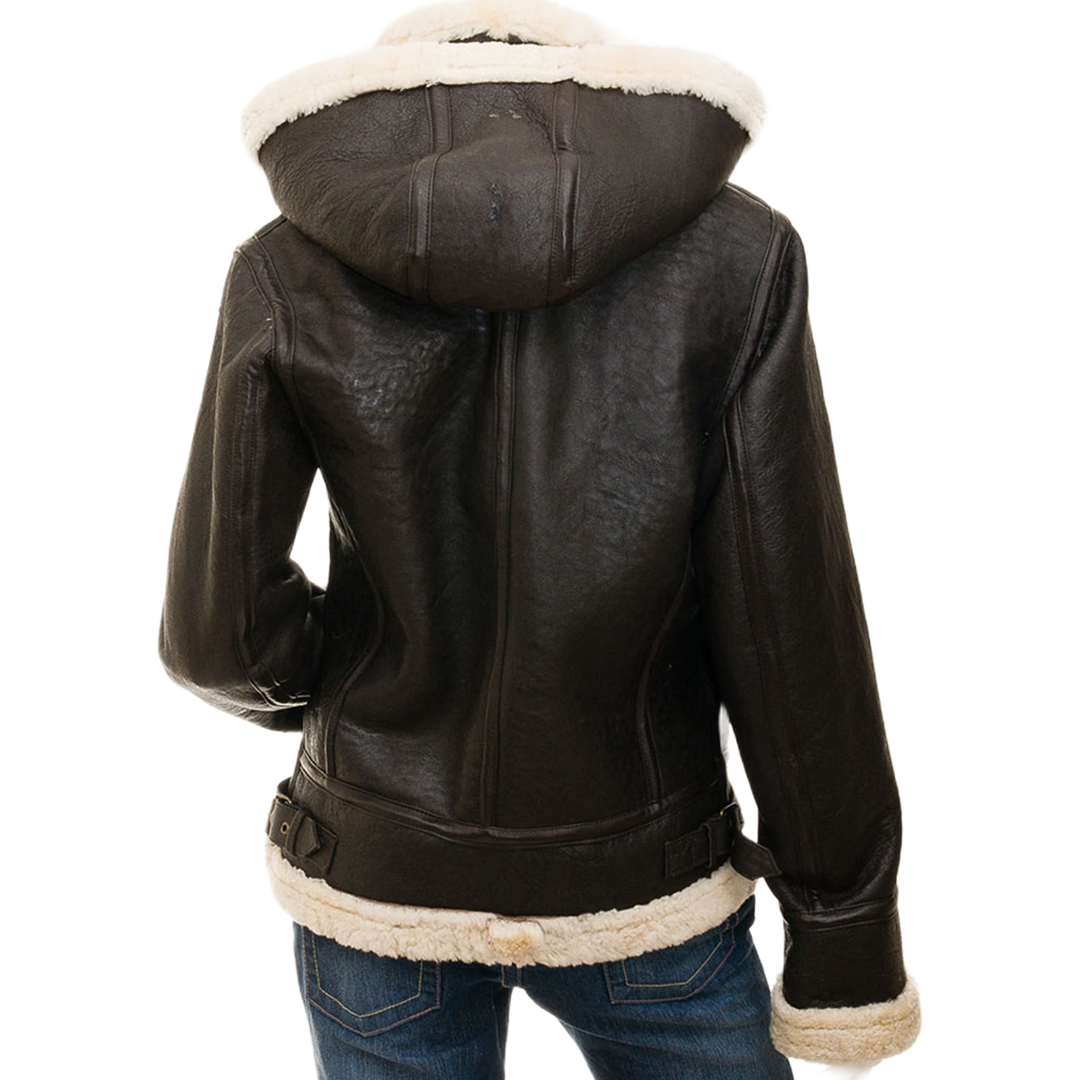 Women’s Brown Bomber Sheepskin Leather Jacket