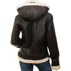 Women’s Brown Bomber Sheepskin Leather Jacket