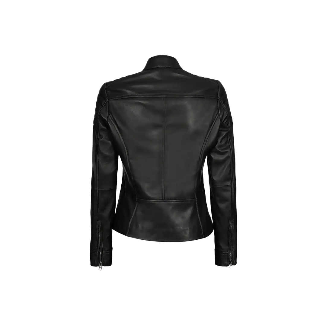 Women's Cafe Racer Black Leather Jacket
