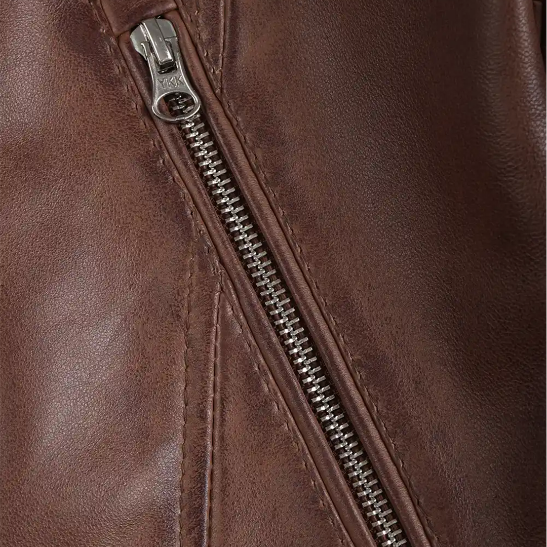 Women's Cognac Brown Cafe Racer Leather Jacket