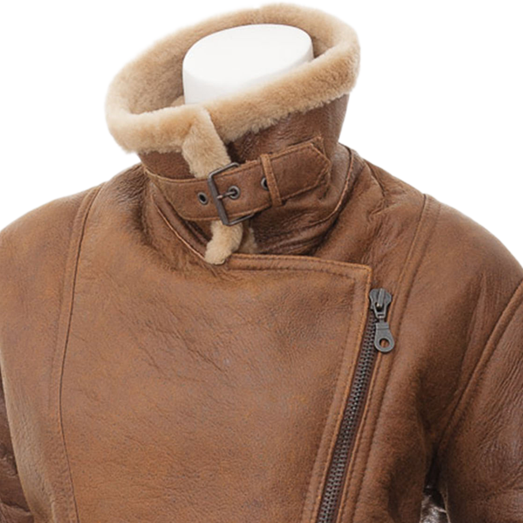 Women’s Tan Bomber Sheepskin Leather Flying Jacket