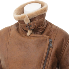 Women’s Tan Bomber Sheepskin Leather Jacket
