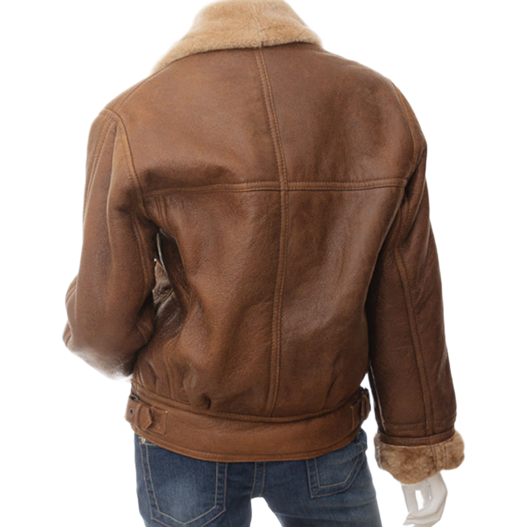 Women’s Tan Bomber Sheepskin Leather Jacket