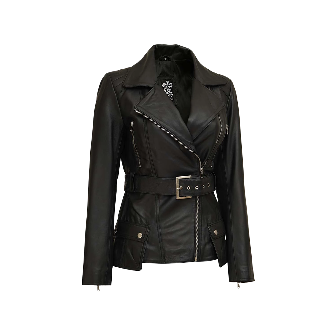 Women's Asymmetrical Black Leather Jacket