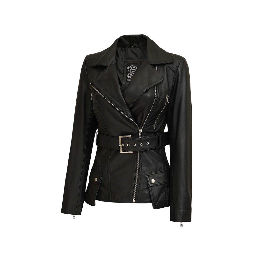 Women's Asymmetrical Black Leather Jacket