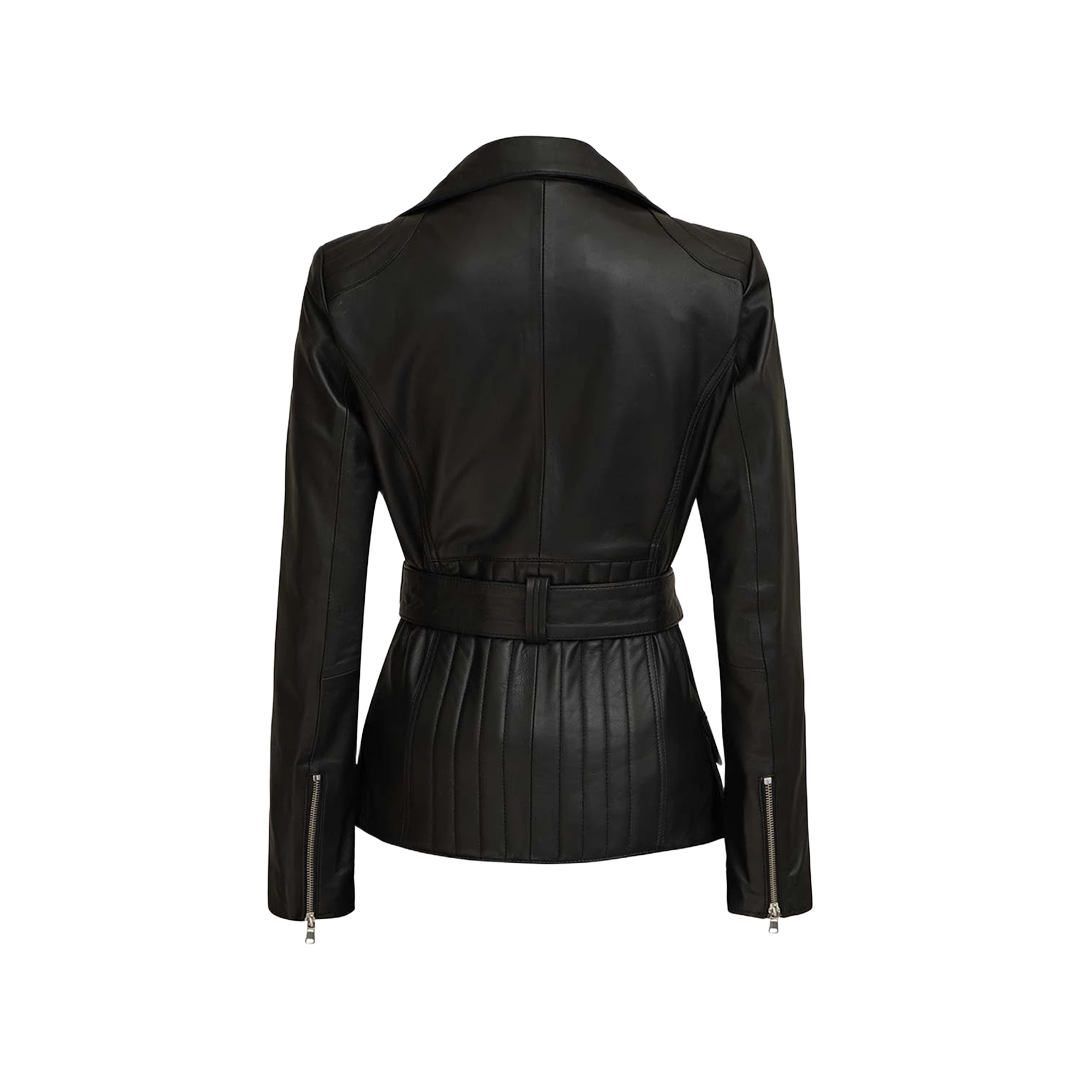 Women's Asymmetrical Black Leather Jacket