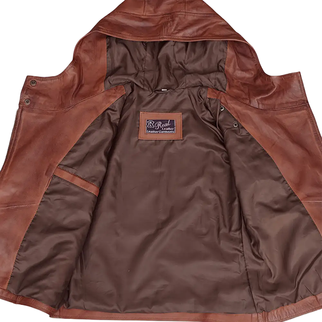Women's Asymmetrical Motorcycle Leather Jacket with Hood
