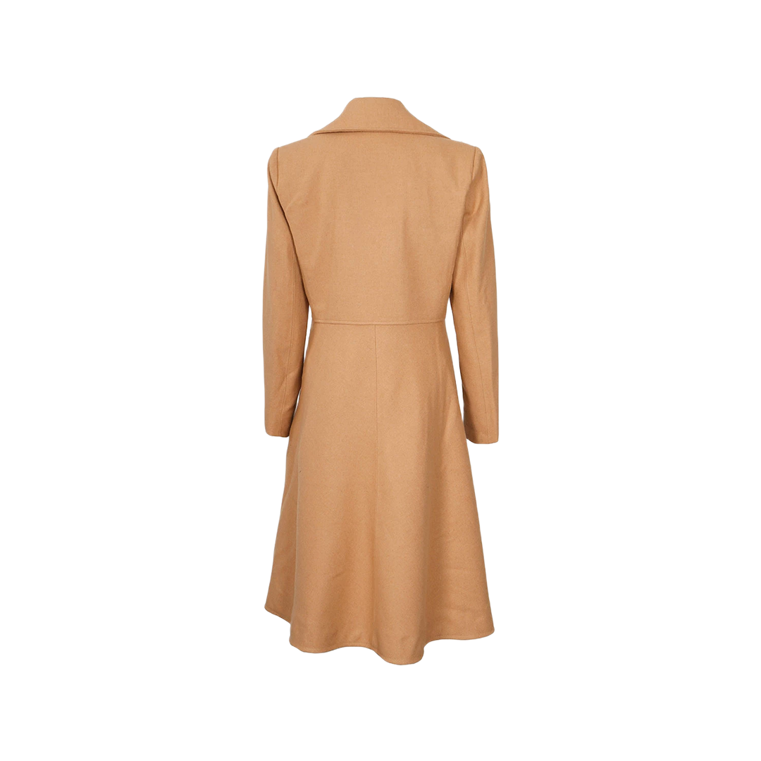 Women's Beige Double-Breasted Wool Overcoat