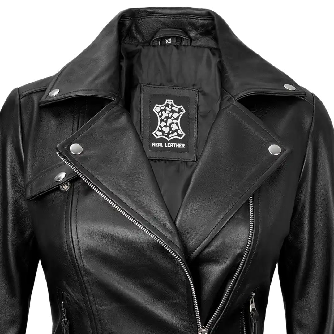 Women's Black Asymmetrical Real Leather Biker Jacket