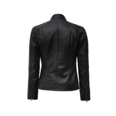 Women's Black Cafe Racer Leather Jacket