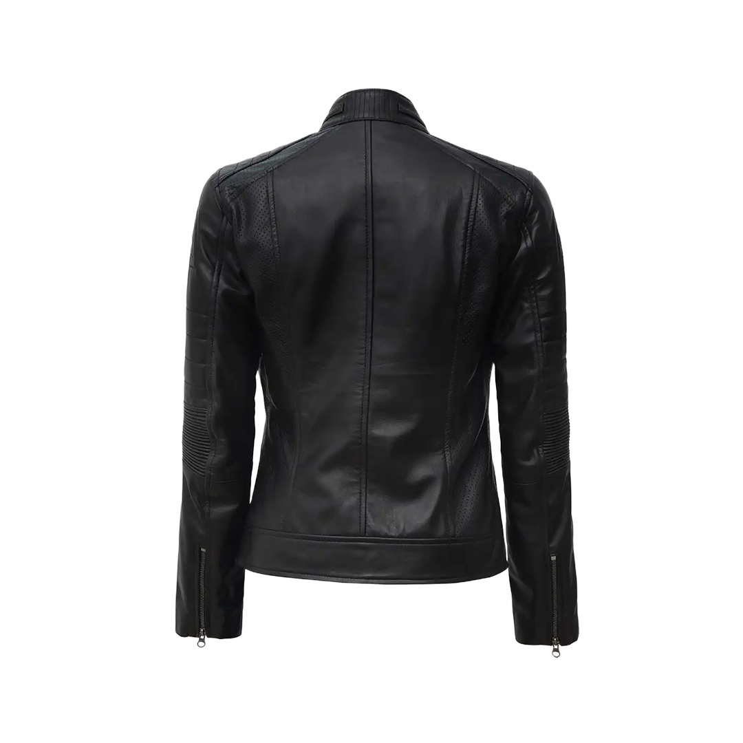 Women's Black Cafe Racer Leather Jacket