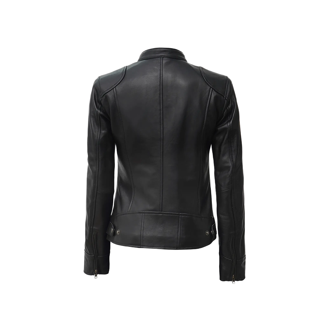 Women's Black Lambskin Leather Motorcycle Jacket