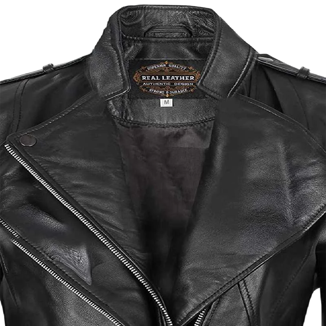 Women's Black Leather Biker Jacket – Asymmetrical & Stylish