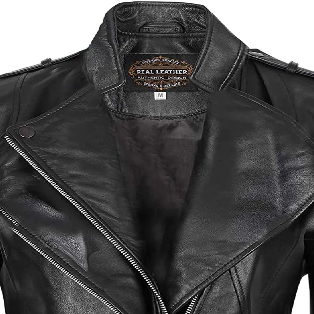 Women's Black Leather Biker Jacket – Asymmetrical & Stylish