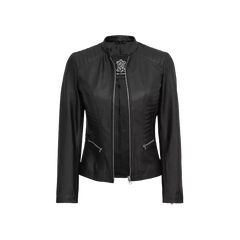 Women's Cafe Racer Black Leather Jacket