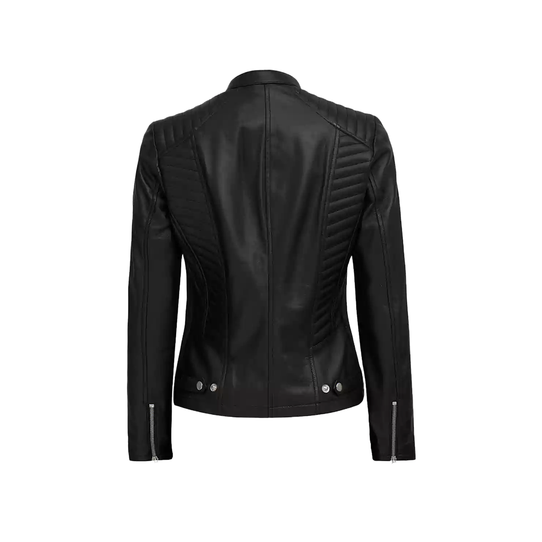 Women's Cafe Racer Black Leather Jacket