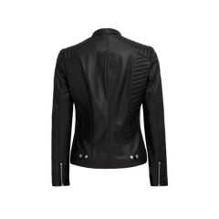 Women's Cafe Racer Black Leather Jacket