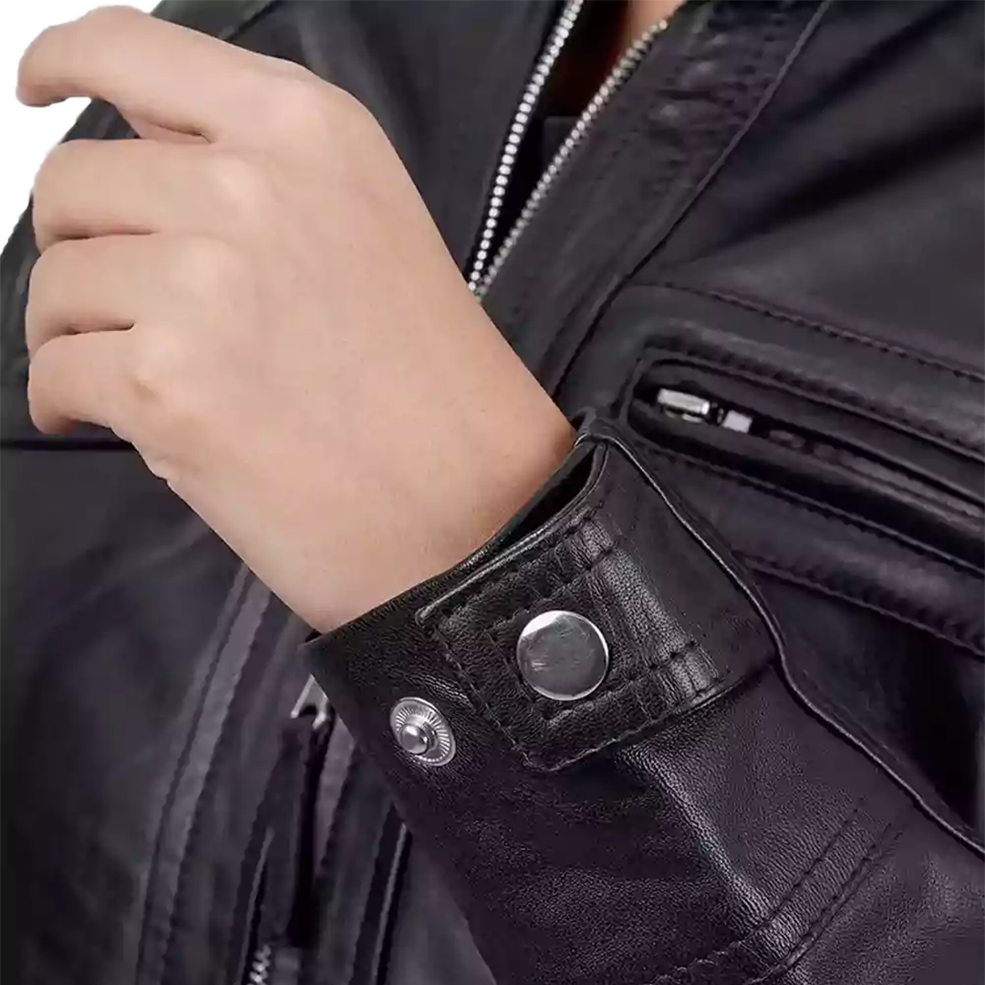 Women Black Quilted Cafe Racer Leather Jacket