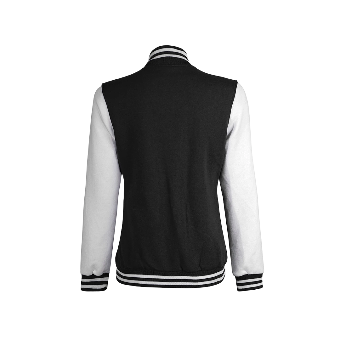 Women Black & White Varsity Jacket | Baseball Style Outerwear